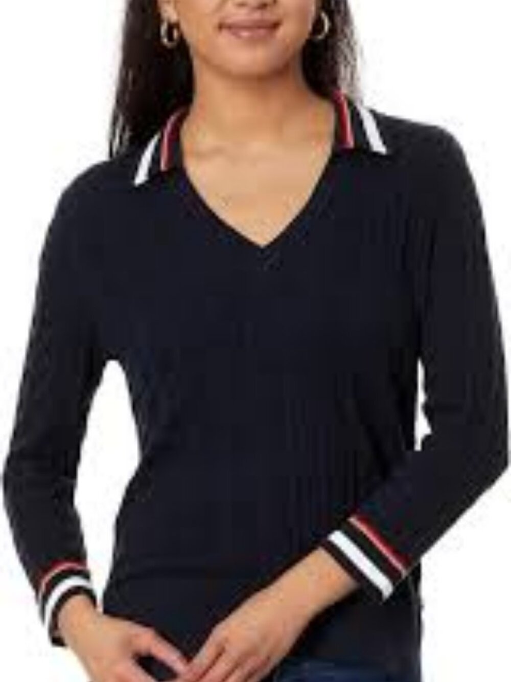 Tommy Hilfiger Black Top with Red and White Trim